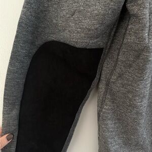 Rag & bone shawl collar men’s cardigan, grey with black elbow patches, medium